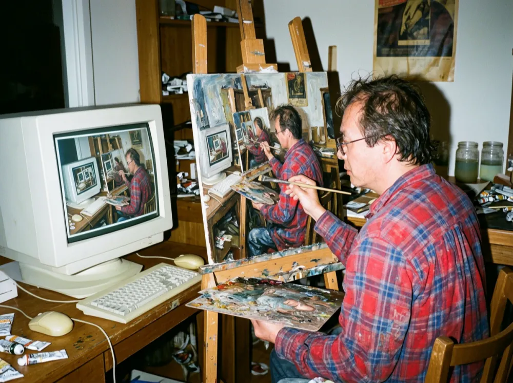 ERNIE Image generation — Picture-in-Picture Recursive Artist Film Photo