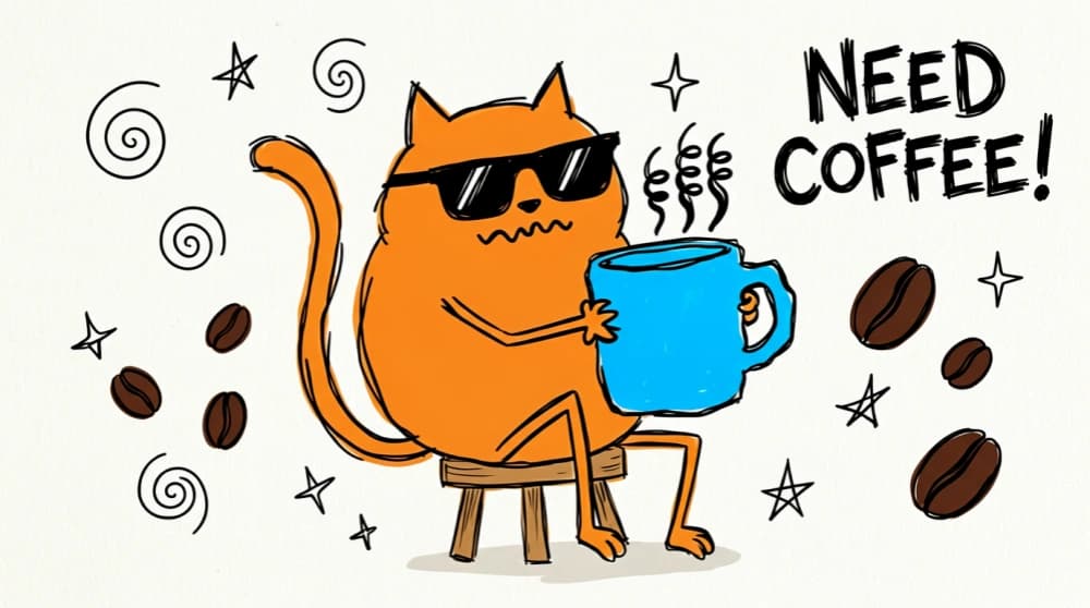 ERNIE Image generation — Doodle-Style Fat Orange Cat Fun Illustration