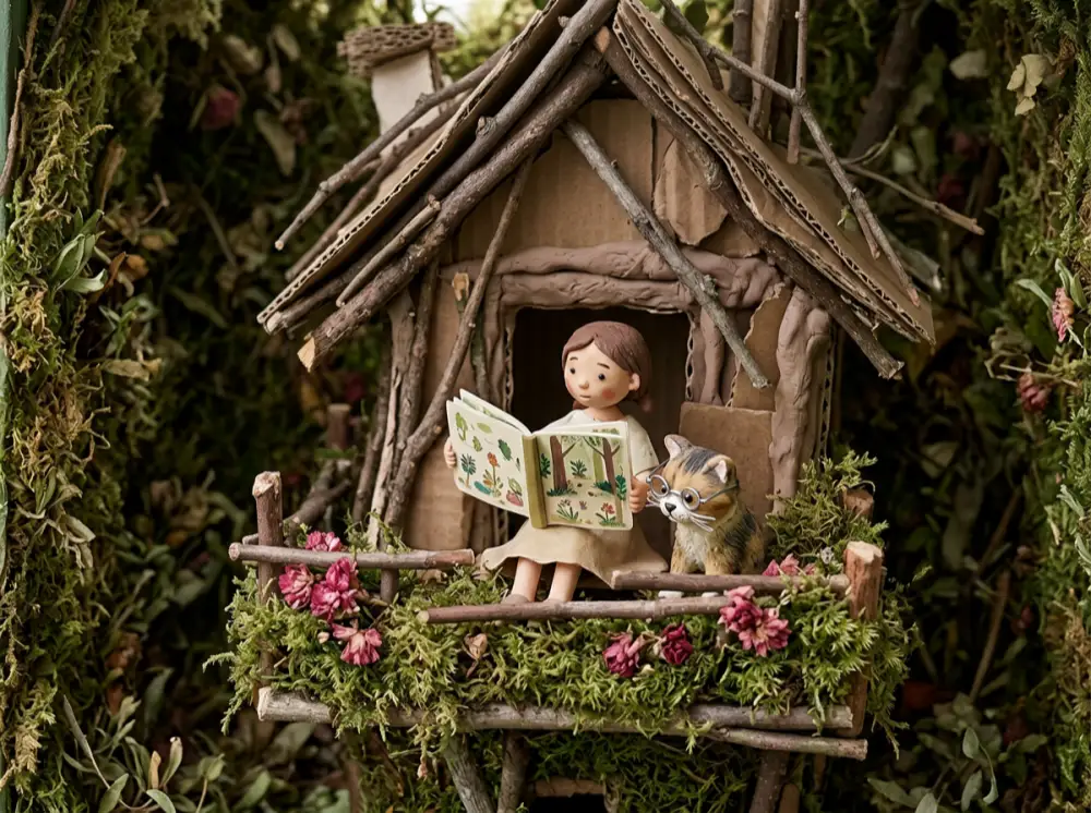 ERNIE Image generation — Handmade Miniature Treehouse Landscape Model